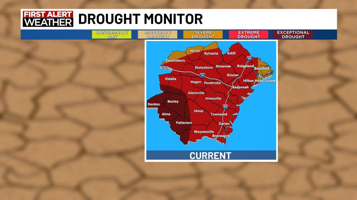 Latest Drought Monitor shows exceptional drought expanding north of the Altamaha River.