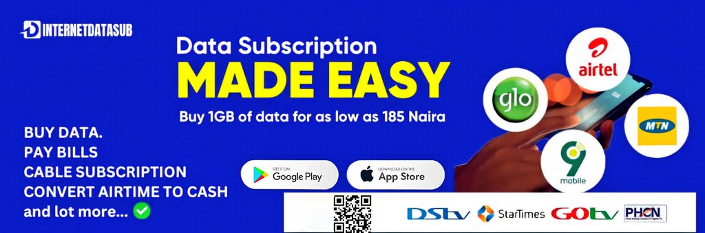 Internetdatasub's tweet photo. @channelstv https://t.co/0Ghg8SPEtN
Click on the link to download the app on play store or Apple store https://t.co/SRICcsAovn