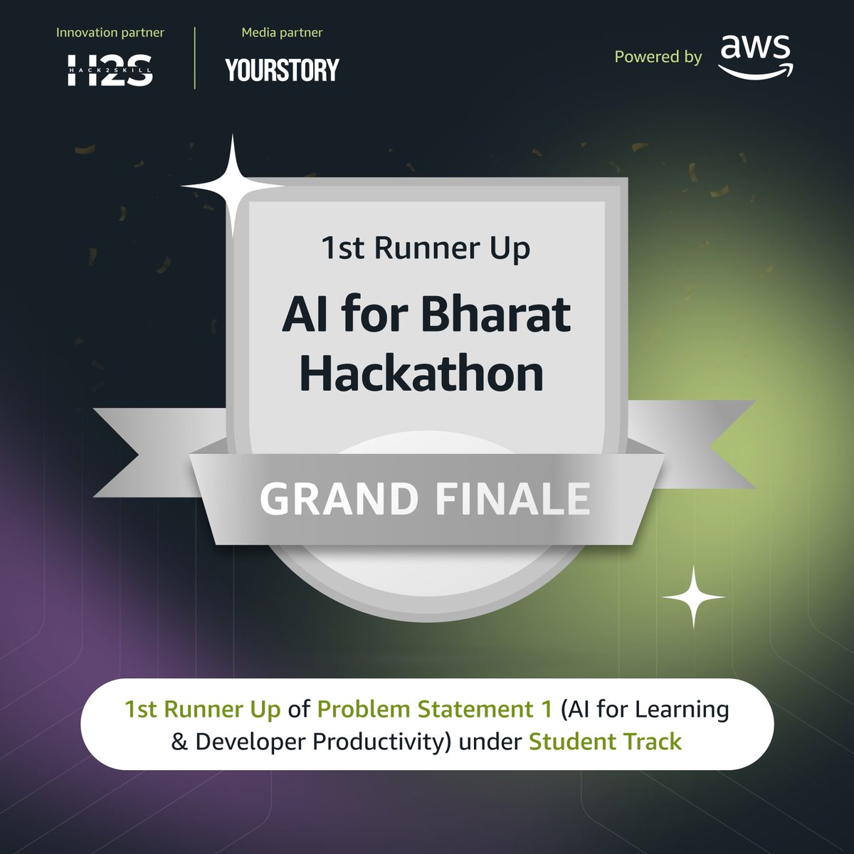 _hey_aman's tweet photo. We walked in to build — and walked out as 🥈 1st Runner-Up at the AI for Bharat Hackathon powered by @awscloud  and innovation partner @hack2skill .

Didn’t see this coming, but it feels earned.

We built Memora, an AI-powered decision intelligence layer that performs event ingestion, context reconstruction, and agentic inference to persist architectural decisions across the development lifecycle.

Built using AWS (Bedrock, DynamoDB, SQS) with a production-grade architecture powered by ECS, Amplify, Application Load Balancer (ALB), and CloudFront, along with a FastAPI backend and Next.js frontend.

A big thank you to @hack2skill  and the @awscloud team for organizing such a high-impact hackathon and giving us the platform to showcase our work 🙌

#AI #Hackathon #AWS #AIForBharat #Innovation #SaaS