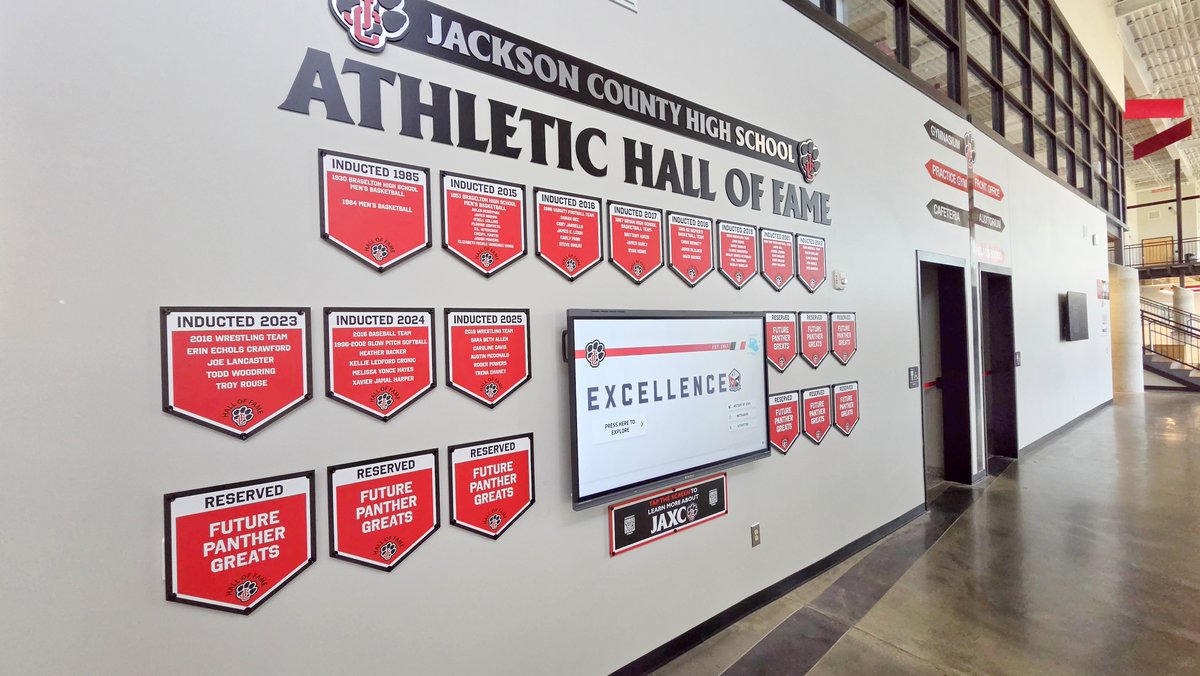 JCPantherAth's tweet photo. 🚨 NEW LOOK for Panther Athletics 🚨

Our Digital Athletic Hall of Fame is LIVE!
Interactive touchscreen featuring HOF members, AD Award winners, Region Champs &amp; State Champs.
📍 See it at JCHS
💻 View it anytime: https://t.co/ykePpxrXmD

#PROUDtobeJC https://t.co/f2TOEs7h57