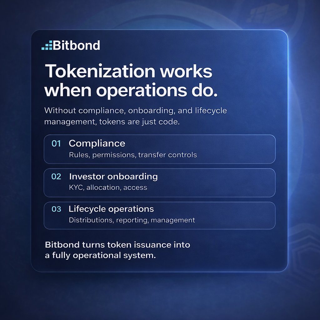 Bitbond's tweet photo. Everyone talks tokenization.

No one talks operations.

That’s where most projects fail. https://t.co/8p4mAdJHDY