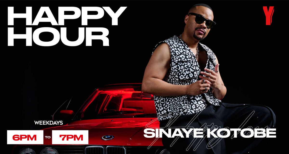 Yfm's tweet image. Almost weekend vibes with @sinaye on #HappyHour, 6pm to 7pm #YWorld.