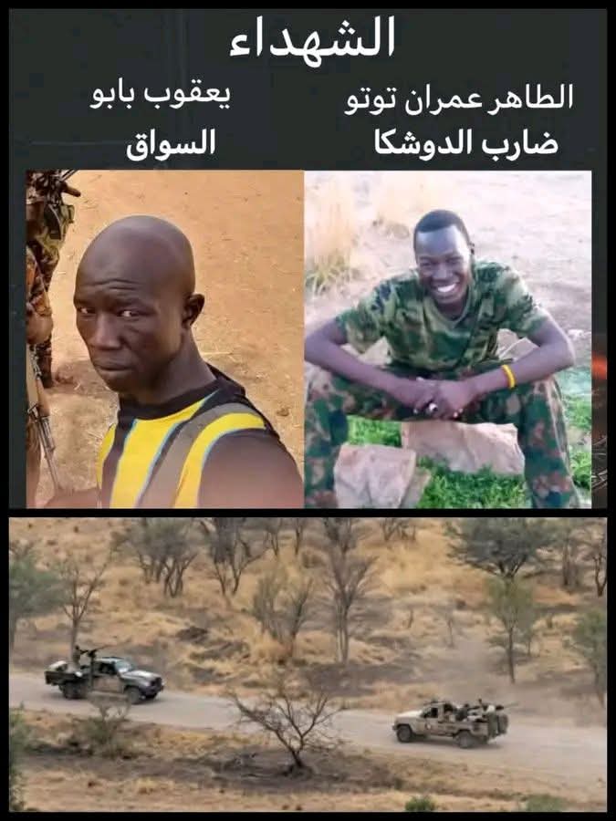 AbedaMoham6183's tweet photo. ثباتٌ في وجه الموت.. من المسافة صفر لم يتزحزحوا. بالرصاصة الأخيرة والأنفاس الطاهرة، سطروا ملحمة الصمود، مؤمنين بأن الأرض لأصحابها، والحقُّ لا يموت

الشهيد البطل /الطاهر عمران توتو .. ضارب الدوشكا
الشهيد البطل/ يعقوب بابو  .. سائق العربة
في نعيم مقيمٍ وجنة عالية https://t.co/fxuQY10zXP