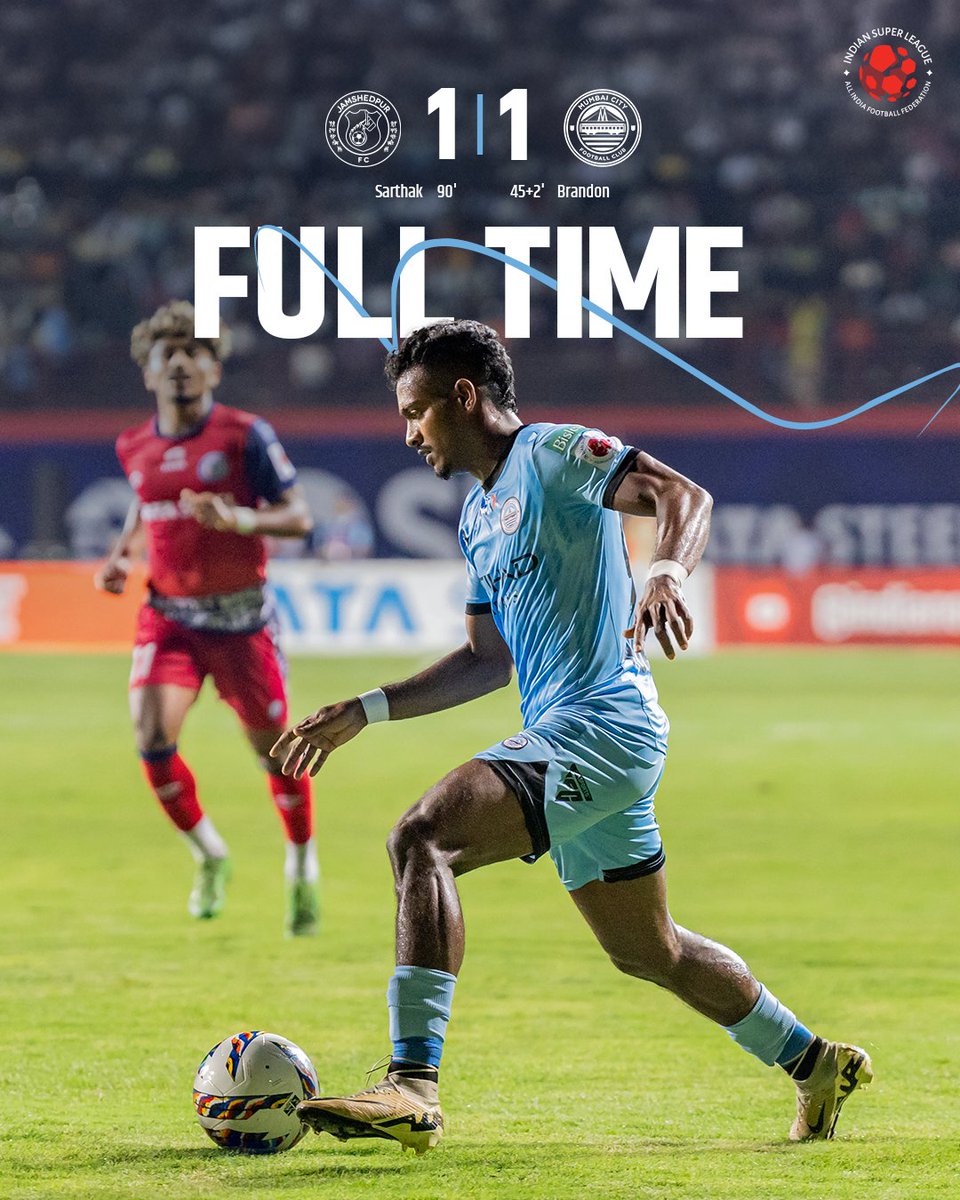 MumbaiCityFC's tweet photo. A hard-fought draw away from home! We go again next week 👊

#ISL12 #JFCMCFC #AamchiCity 🔵 https://t.co/mhg7i5ERGQ