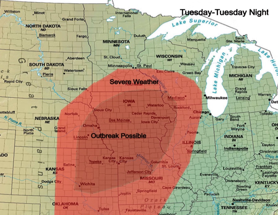 A severe weather outbreak is increasingly likely next Tuesday. Everything is coming together for a large area of intense thunderstorms. Some changes are likely as we get closer.