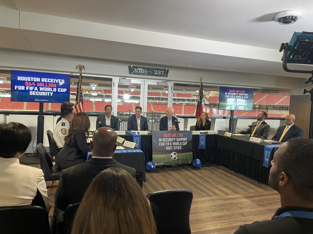 MaryEliseOBar's tweet photo. Here at NRG stadium as @JohnCornyn receives a briefing from local and federal law enforcement on security preparations for the upcoming 2026 FIFA World Cup: https://t.co/H0ufVK5TtD