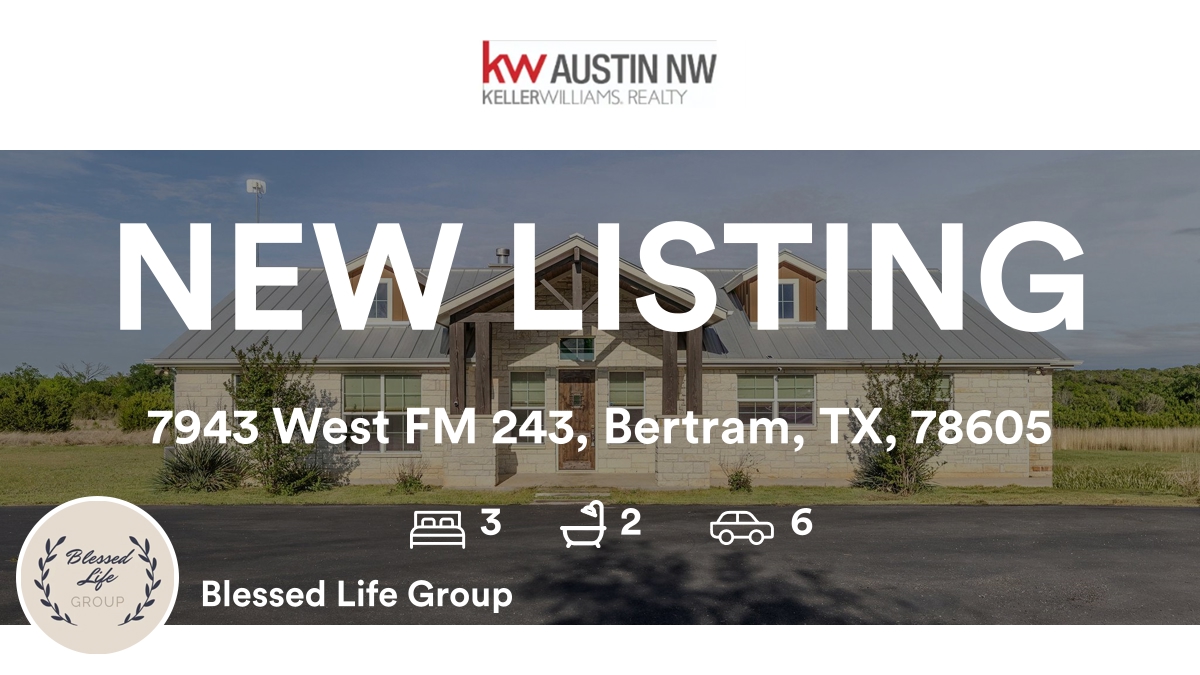 KWBlessing's tweet photo. 🛌 3 🛀 2 🚘 6
📍 7943 West FM 243, Bertram, TX, 78605

Our team’s latest listing on RateMyAgent
(TX) 526659
https://t.co/wpYTq0mDAx

...
#ratemyagent #realestate https://t.co/iTUR3GtXNc