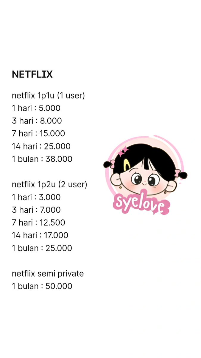 sye | ready netflix premium all durasi tweet media
