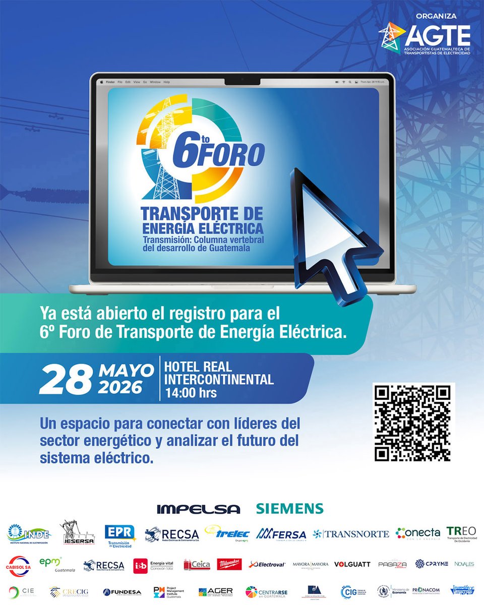 CRECIG's tweet photo. La transmisión eléctrica es la columna vertebral del desarrollo de Guatemala. Sin una red sólida y confiable, la energía no llega donde se necesita.

¡Sé parte del cambio que Guatemala necesita!

CRECIG, aliado estratégico del 6º. Foro de Transporte de Energía Eléctrica de AGTE https://t.co/iB0R6mOUeg
