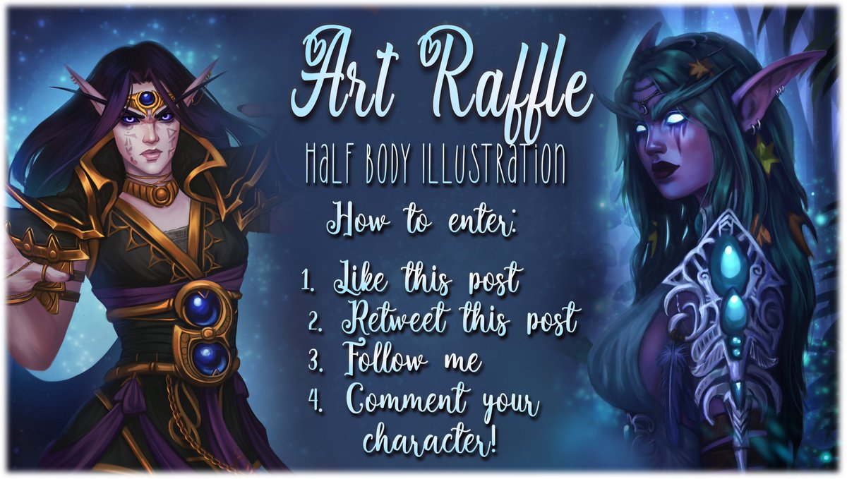 RAFFLE TIME to celebrate 1700+ followers! Make sure to read and follow the rules to win a half body illustration of a WORLD OF WARCRAFT character (OC/NPC) from me 🥰 Second winner at 1800 followers! Raffle ends on April 19.

Good luck! ❣️