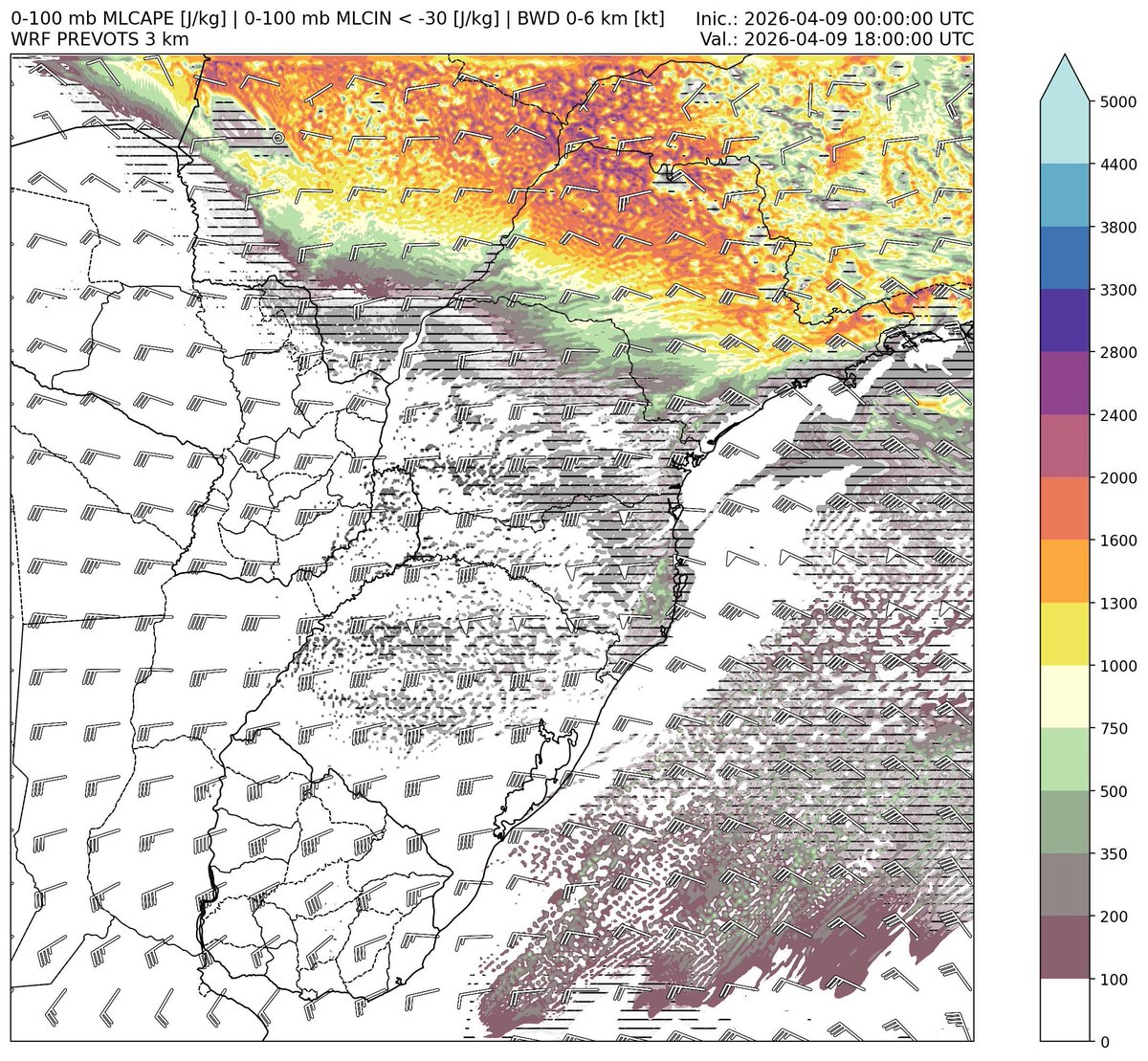 GoedeTDS's tweet photo. I'm collaborating with @lucaschaser to make a model visualization platform for South America, including my own operational WRF 3 km runs.  You will have all the variables needed for convection forecasting, plus point soundings at a small cost here https://t.co/Y01pZFwbKy https://t.co/BkRfKYUgvQ