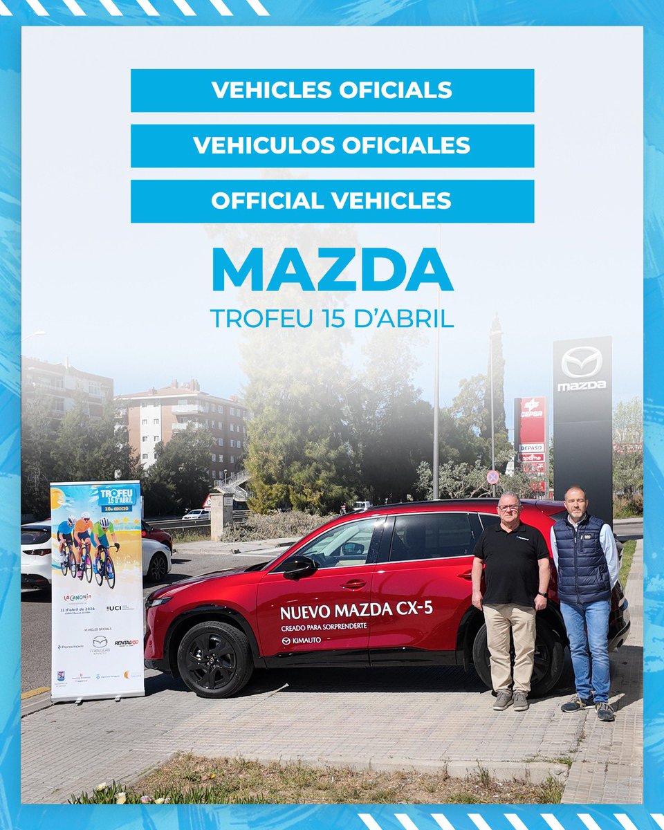 📢🚗 The official vehicles for the Trofeu 15 d'Abril are ready! 🎉
This year we will have the spectacular Mazda CX-5 provided by Kimauto to accompany the peloton and ensure maximum safety during this Saturday's race. Thank you so much for making it happen! 
See you on the road!