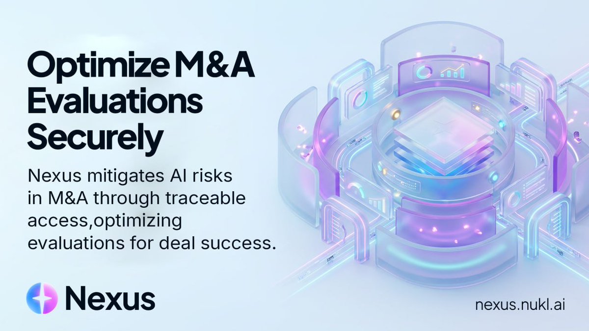 AI risks in M&amp;A can quietly derail even the strongest deals without proper safeguards.  

Nexus delivers the essential traceable access that optimizes every evaluation for precision, speed, and ultimate success.  

nexus.nuklai.ai

#NexusAI #MachineLearning