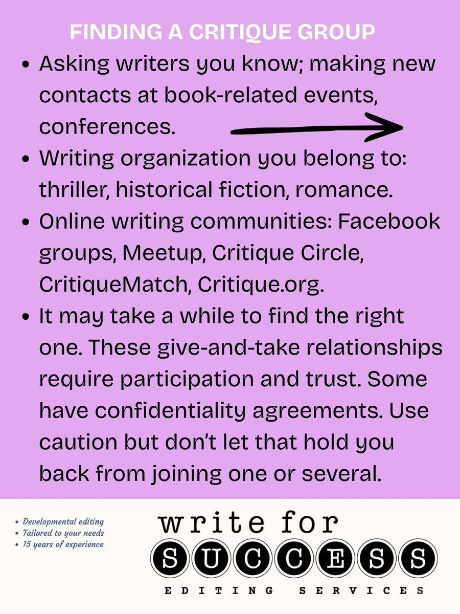 christinevz's tweet photo. Writers - This week’s post is about HOW to find a critique group.

More free tips can be found on my website https://t.co/btSfVL1ibu.

#amwriting #writingcommunity #authors #writingtips #writinglife #writingtipsonthursdays #writerslife #amquerying #writers #critiquegroup #books https://t.co/ePXUCqRbGg