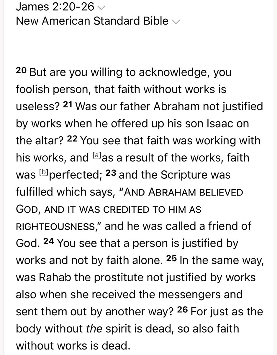 Gabriel_Fly1's tweet photo. @conservmillen Allie, the Bible says as a result of works our faith is perfected, not the other way around. https://t.co/IMHHZzrPUs