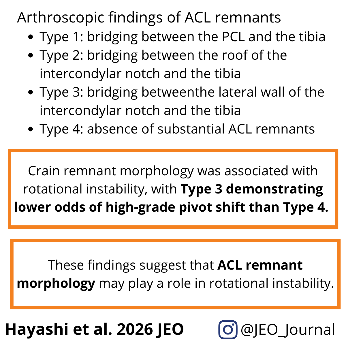 JEO_journal's tweet photo. This multicenter cohort study showed that ACL remnant morphology was associated with rotational instability!

OPEN ACCESS: https://t.co/Ctj5vrxPZD

#acl #remnant #rotationalinstability https://t.co/6WYKMMLFmi