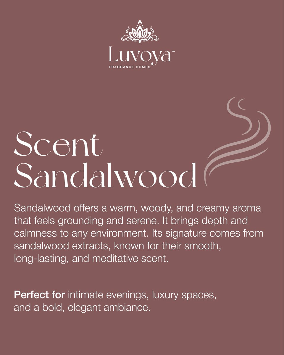 luvoyafragrance's tweet image. Warm. Woody. Serene. 🤎
A fragrance that brings calm to your everyday.
#Luvoya #Sandalwood #CalmLiving #LuxuryCandle #WoodyFragrance #PeacefulVibes #HomeAmbience #luvoyafragrancehomes
