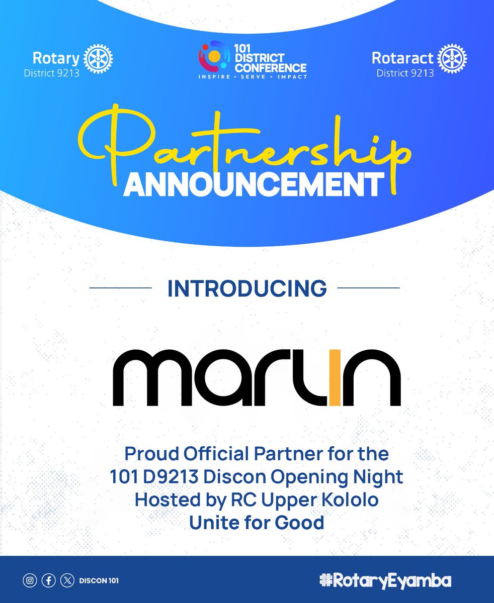RCUpperKololo's tweet image. Friends, please join us as we introduce and heartily thank our Proud Official Partners for the 101D9213 Discon Opening Night that we were appointed to host! We look forward to a colourful night as we celebrate service, thanks to these generous sponsorships! #UniteForGood #Rotary