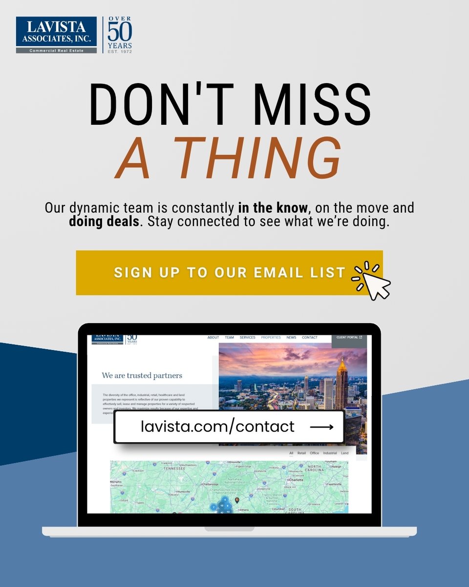 Stay connected! Sign up at lavista.com/contact 🌐