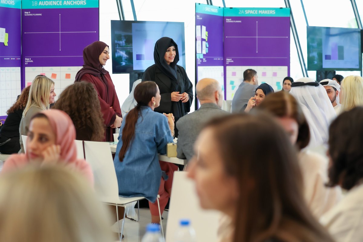 DXBMediaOffice's tweet photo. Latifa bint Mohammed meets with key representatives from across Dubai’s cultural and creative ecosystem during the ‘Creative Sector Resilience’ workshop organised by Dubai Culture in collaboration with the Dubai Future Foundation. Held at Etihad Museum, the session brought together leaders from cultural and heritage entities, arts and creative organisations, event and programme stakeholders, as well as supporting service providers.
@DubaiCulture