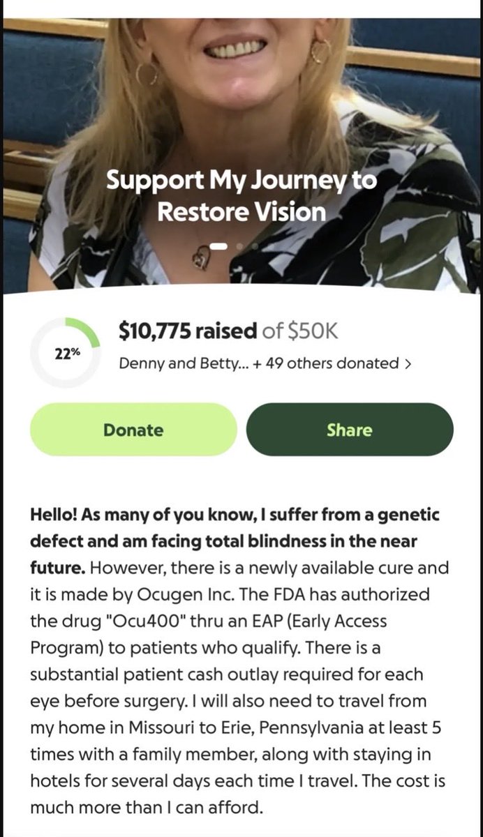 BRexNew's tweet photo. Truly miraculous happening here, patients are desperate for life long #RetinalDisease treatments that change their lives.
From children to elderly people around the world need transformative treatments #Ocugen #GeneTherapy will make people #SeeAgain
#OCU400 $OCGN #GoFundMe https://t.co/hPLYPcQFje