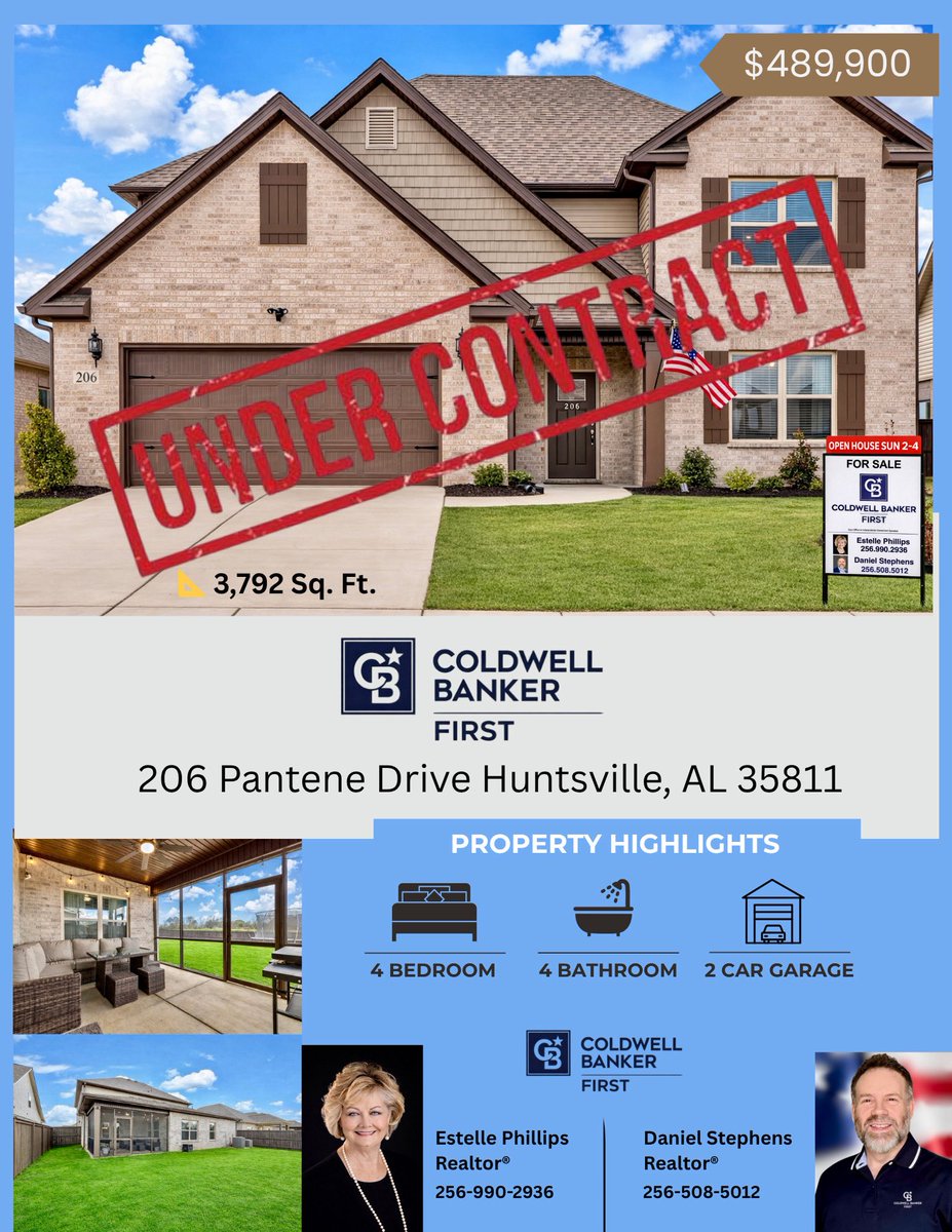 ❣️❣️UNDER CONTRACT❣️❣️
206 Pantene Dr. Huntsville, AL 🎉

We hosted our first open house on March 15th just days after this home went under contract.

Daniel Stephens | REALTOR®
📲 256-508-5012
Coldwell Banker First