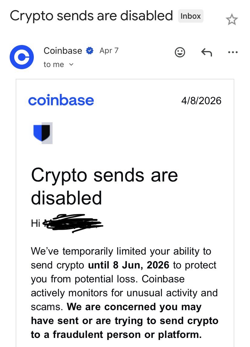 KennedyJournal's tweet photo. @coinbase You locked my crypto for 2 months with a fake “security” reason, then said I can have crypto sends on May 8th—now you inched it to May 9th. 🙄🤡 I verified everything, answered every question, and it’s all been going to MY own cold wallet — @Ledger.  Stop calling legit sends to Ledger a ‘scam’ and holding my #crypto hostage.
