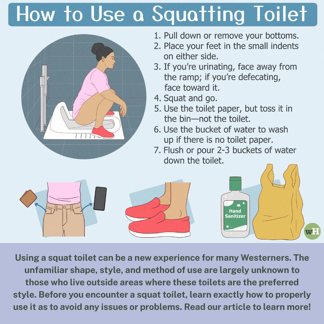 wikiHow's tweet image. Traveling abroad and suddenly facing a squat toilet? 🌏🚽 Don’t panic—it’s actually the norm for a large part of the world! We'll give you tips to master the proper form and navigate it like a pro: wikihow.com/Use-a-Squat-To…

#TravelTips #SquatToilet #wikiHow #travelhacks #howto