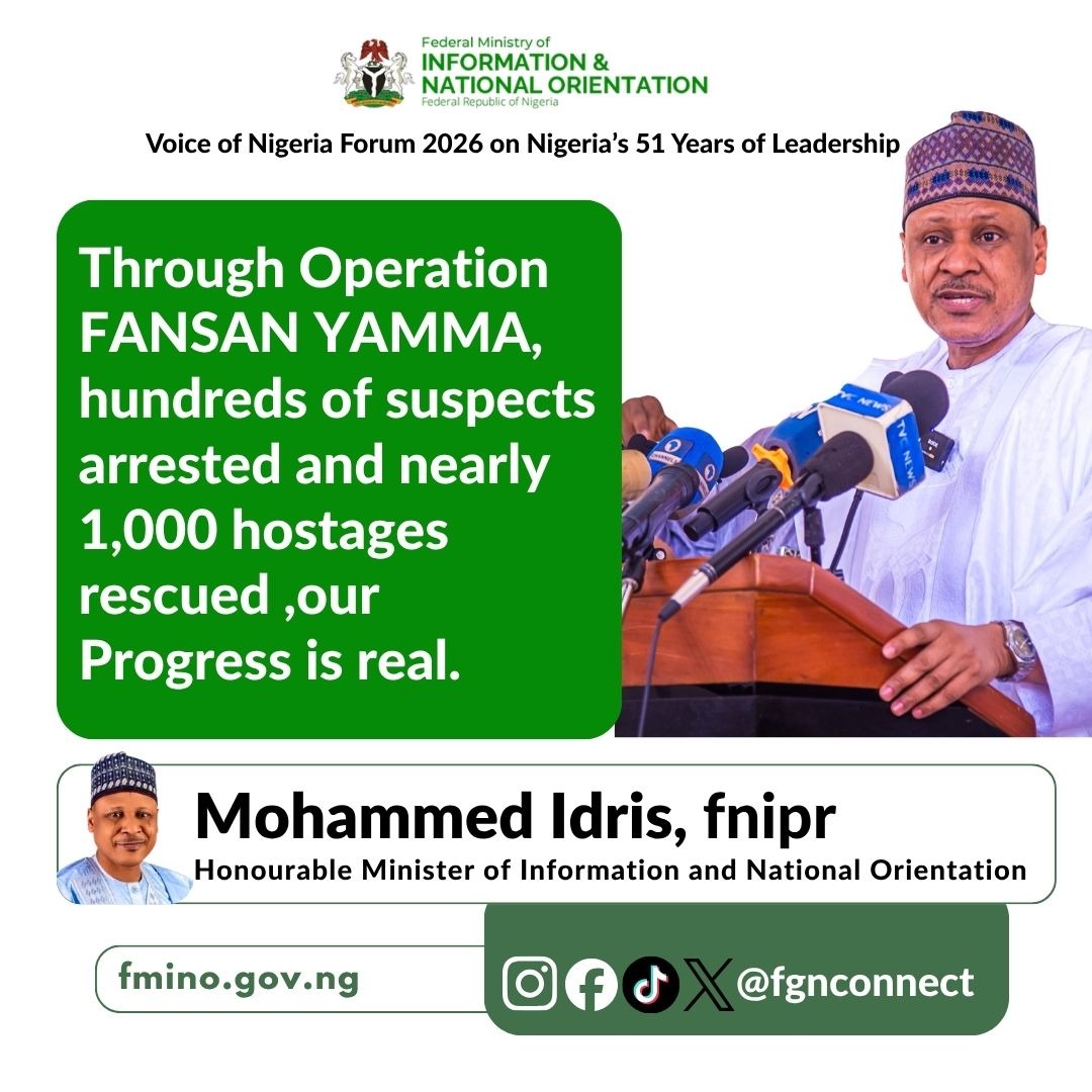 fgnconnect's tweet photo. Key takeaways from the Honourable Minister of Information and National Orientation, Mohammed Idris, at the Voice of Nigeria Forum 2026, reflecting on Nigeria’s 51 years of leadership and the nation’s forward path. https://t.co/Exhv9EAtDg