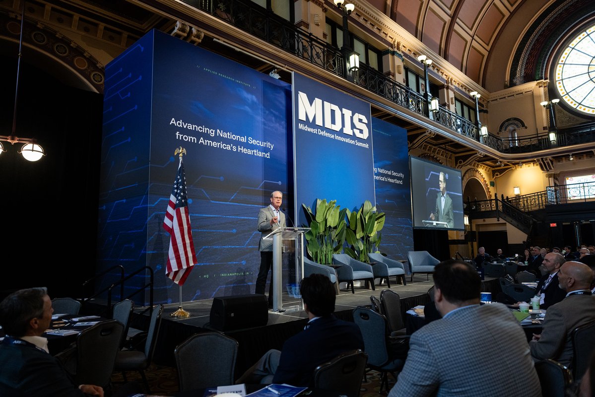 GovBraun's tweet image. I addressed the Midwest Defense Innovation Summit this week.

Indiana is leading in defense innovation across hypersonics, munitions, drones, and SMRs. 

We have the talent, manufacturing strength, and infrastructure to support American national security. @ARI_Innovation