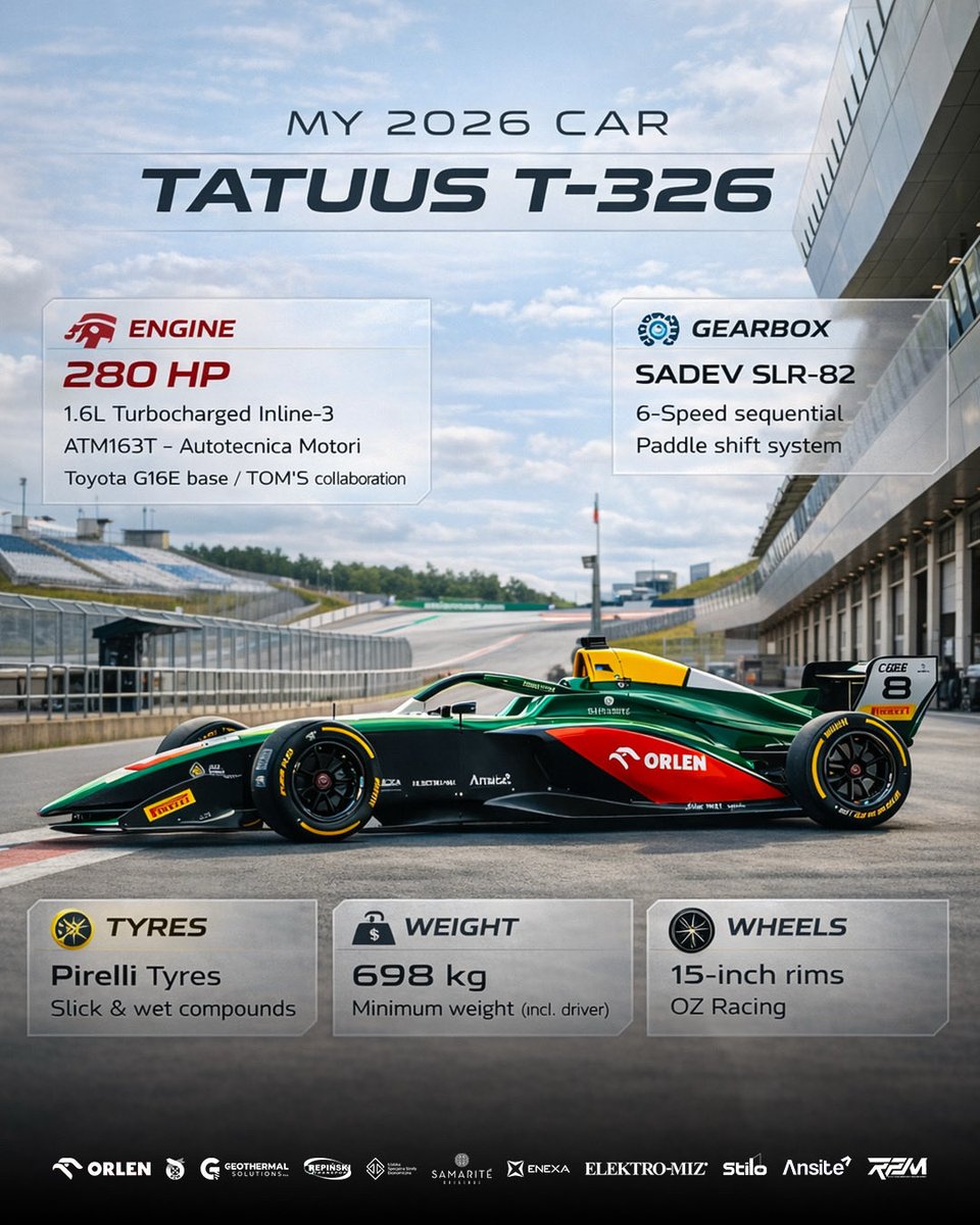 jan_przyrowski's tweet image. Poznajcie bolid, którym rywalizuję w sezonie 2026 🤩

🇬🇧 Meet the car I’m racing in the 2026 season 🤩

#FREC #Car #Tatuus #Racing #F1PL