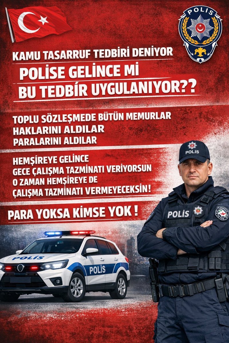 Yhsgihtholsun's tweet photo. Kamu tasarruf tedbiri deniyor
Polise gelince mi uygulanıyor ? 
Toplu sözleşmede bütün memurlar haklarını aldılar 
 #PolislerSandığıBekliyor https://t.co/s4feISZqls