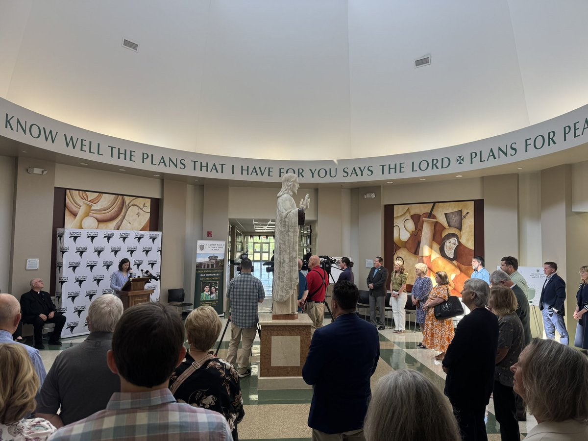 JPIISports's tweet photo. Today at JPII, we held a press conference to announce the progress of our Capital Campaign, “Together We Soar.” Construction will begin soon on some of the items in the campaign including the new football/soccer complex, new concessions and bathrooms outside, &amp; new gym. https://t.co/CBgHw5s8ec