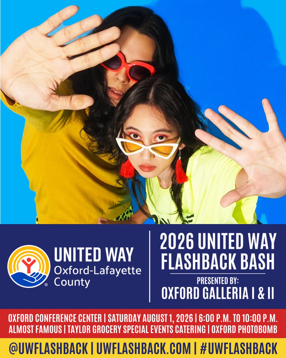 Flash back for our community’s future at the 2026 United Way Flashback Bash, Presented by Oxford Galleria I &amp; II! Let’s make this year our biggest and best Bash yet! 

🔥⏮️ uwflashback.com ⏮️🔥 

#UWFlashback #UWOxfordMS #TBT