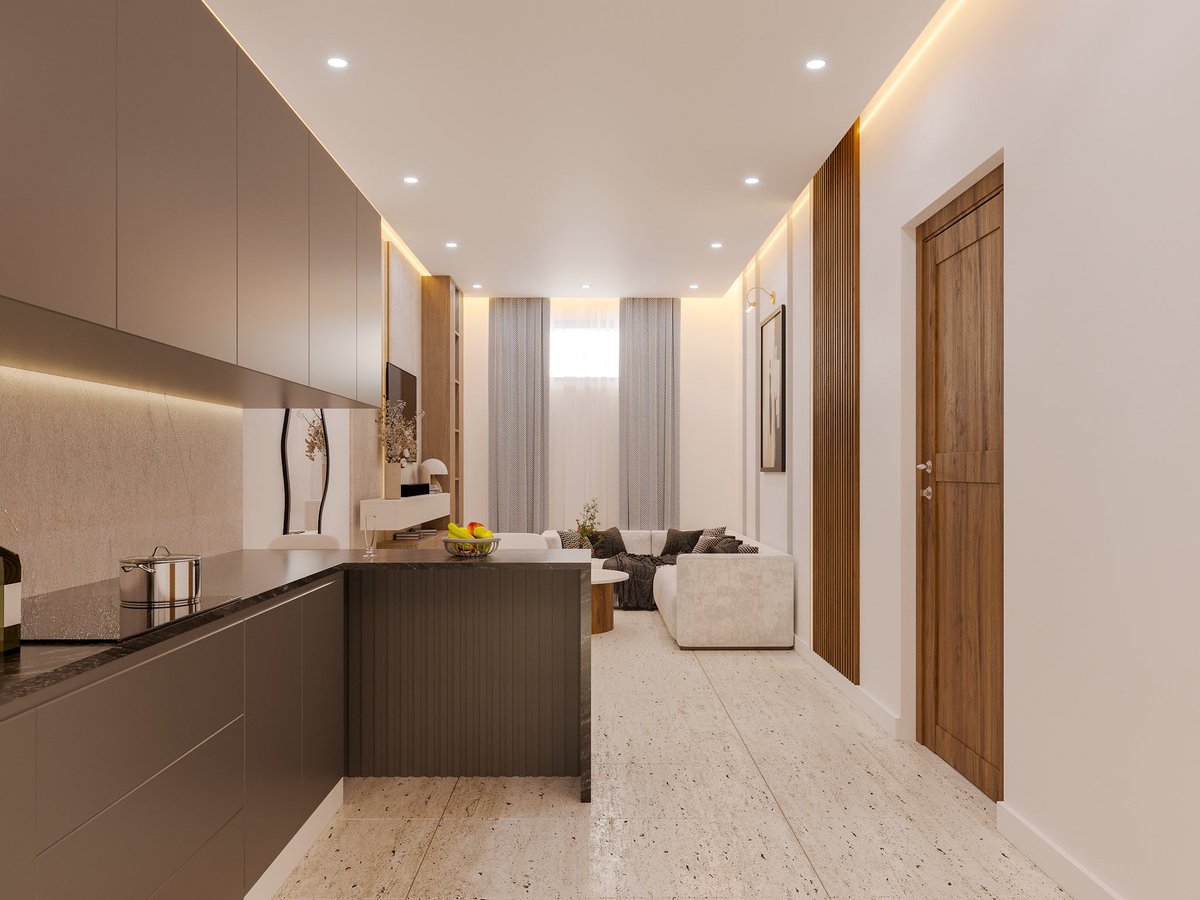 ArconDesigns's tweet photo. Basement living room with integrated Kitchenette. https://t.co/worsw1JDWm