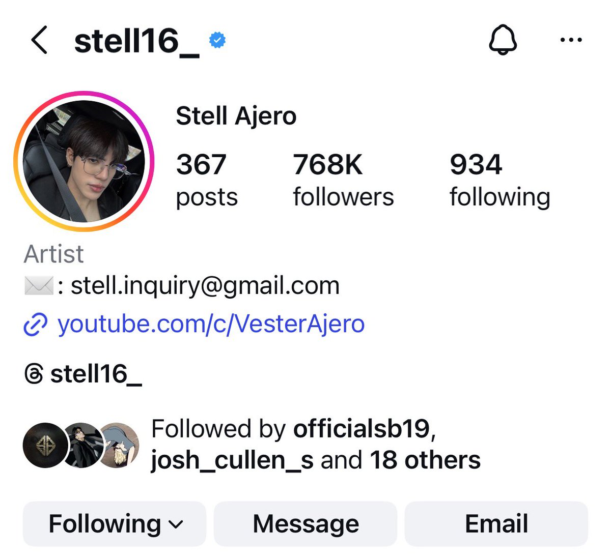 esbi_nineten's tweet image. STELL has removed SEXBOMB from his Instagram bio.