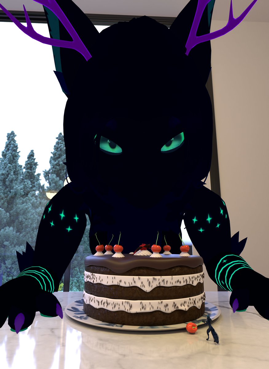 For me-?? Awww, you shouldn't have...
The cherry toppings look so tasty... 
I'd better savor every ounce of flavor from them~ 💙
.
❤️: <a href="/SyndorStylin/">Syndor</a> (Cherry Derg~ ];3c)
💝: <a href="/FluffySpence/">Spency</a> (Tysm~!)
.
#Macrofurry #Macro #Furry #Sizedifference #Sizetwitter #SizeVRChat #VRChat