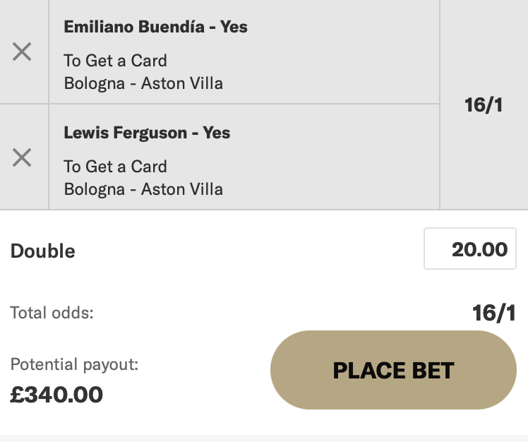 TheCardDealer's tweet photo. 🇮🇹 BOLOGNA VS. VILLA 🌳

🙌🏼 Next best price is 10/1! 18/1 is huge!

Join BetMGM, place a £10 bet and you’ll get £40 in FREE BETS here: https://t.co/QTFXjujnCT

✍🏻 BUENDIA has 2 cards in 7.7 UCL/Europa 90s

✍🏻 FERGUSON has 7 cards in 13.4 league 90s

#Ad | New Customer Offer | 18+ | T&C's Apply | https://t.co/KzJwsjiiUI