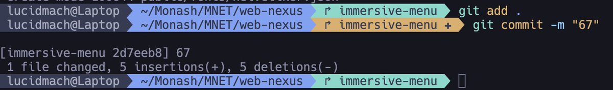 lucidmach's tweet photo. never thought I’d ever make a commit that said “67” 🤯 https://t.co/6j4abYfrIM