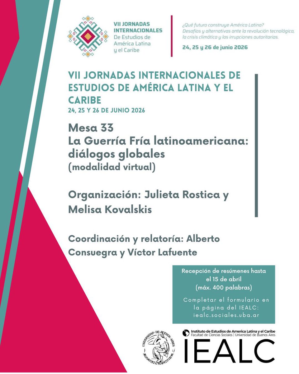 JRostica's tweet photo. Invitación a presentar resúmenes. Modalidad virtual!

https://t.co/bxJ0j9gsgL https://t.co/V3HIiY1Zwv