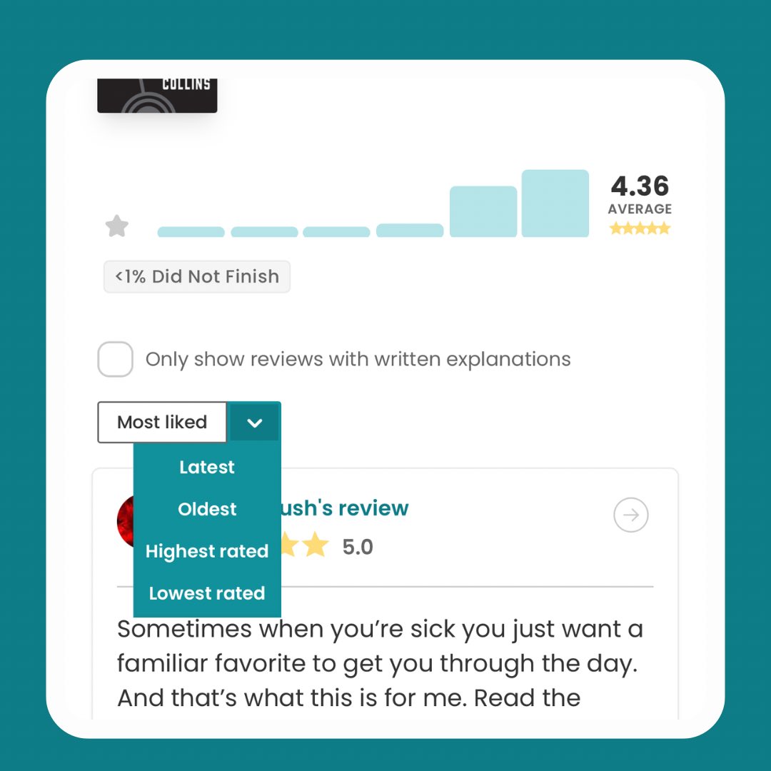 Have you seen the new filter and sort options on the book and user review pages?

More filter options coming soon!