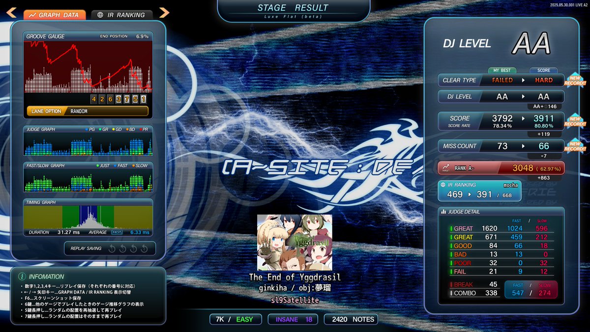 sl9 The End of Yggdrasil　ハード！
目標にしてたから嬉しい