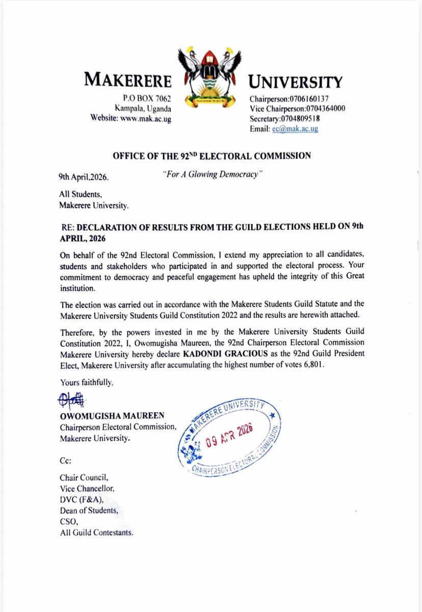 Dean of Students Makerere tweet media