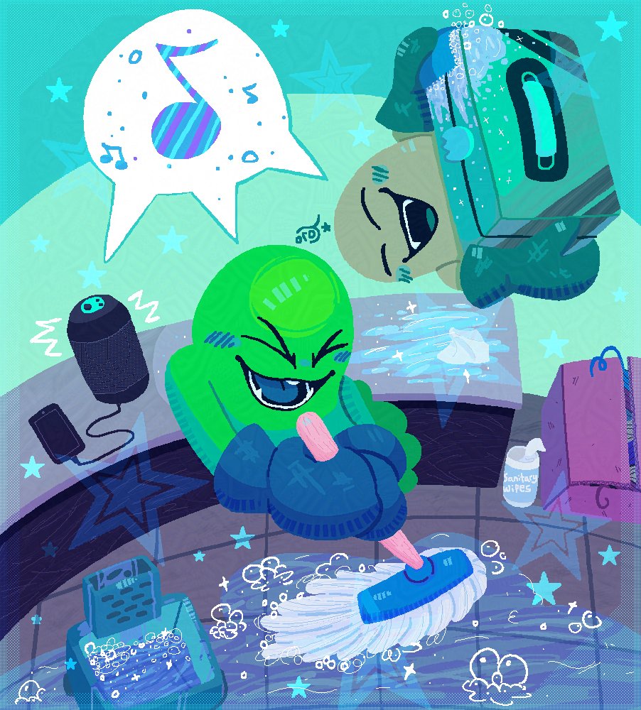 oro_junestar's tweet image. funky and orson know how to turn spring cleaning into spring partying!!🎶🎶 #pacman #funky #orson