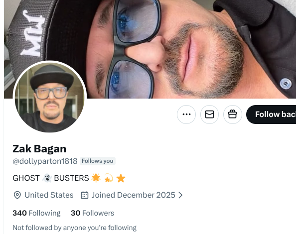 the Zak bagans anti scam page tweet media