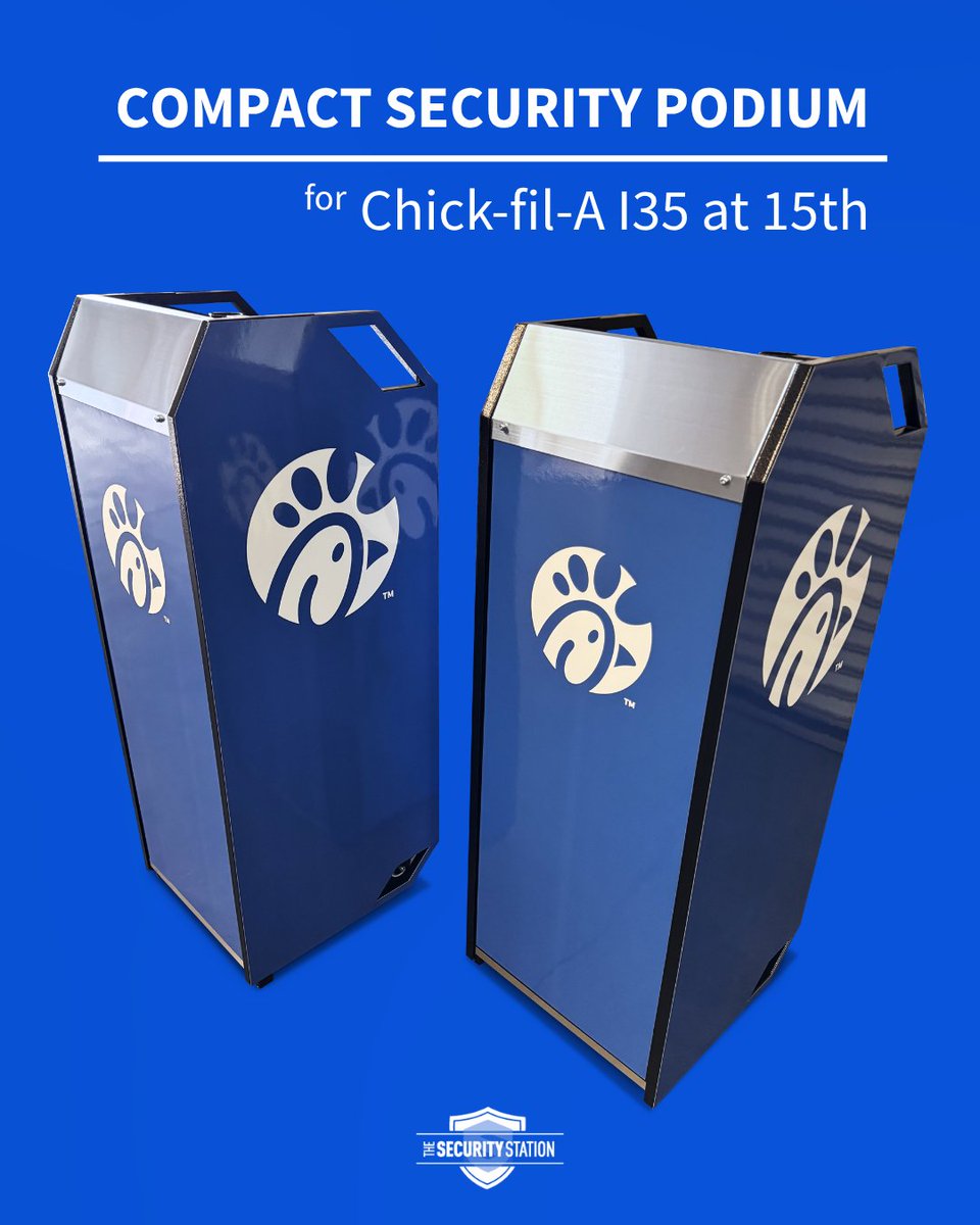 TheSecStation's tweet photo. Custom branded security podiums from  #TheSecurityStation🛡️ are now stationed 😉at Chick-fil-A I35 at 15th. https://t.co/NeBQyeaP5B
