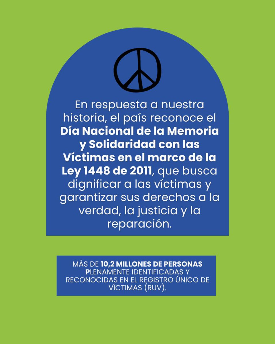 cimepaz's tweet photo. #CIMEPAZ | Hoy, 9 de abril, conmemoramos el Día Nacional de la Memoria y Solidaridad con las Víctimas del conflicto armado, una fecha establecida por la Ley 1448 de 2011 para honrar a las víctimas y reafirmar el compromiso colectivo con la memoria, la verdad y la no repetición. https://t.co/zdt3IuKi5N