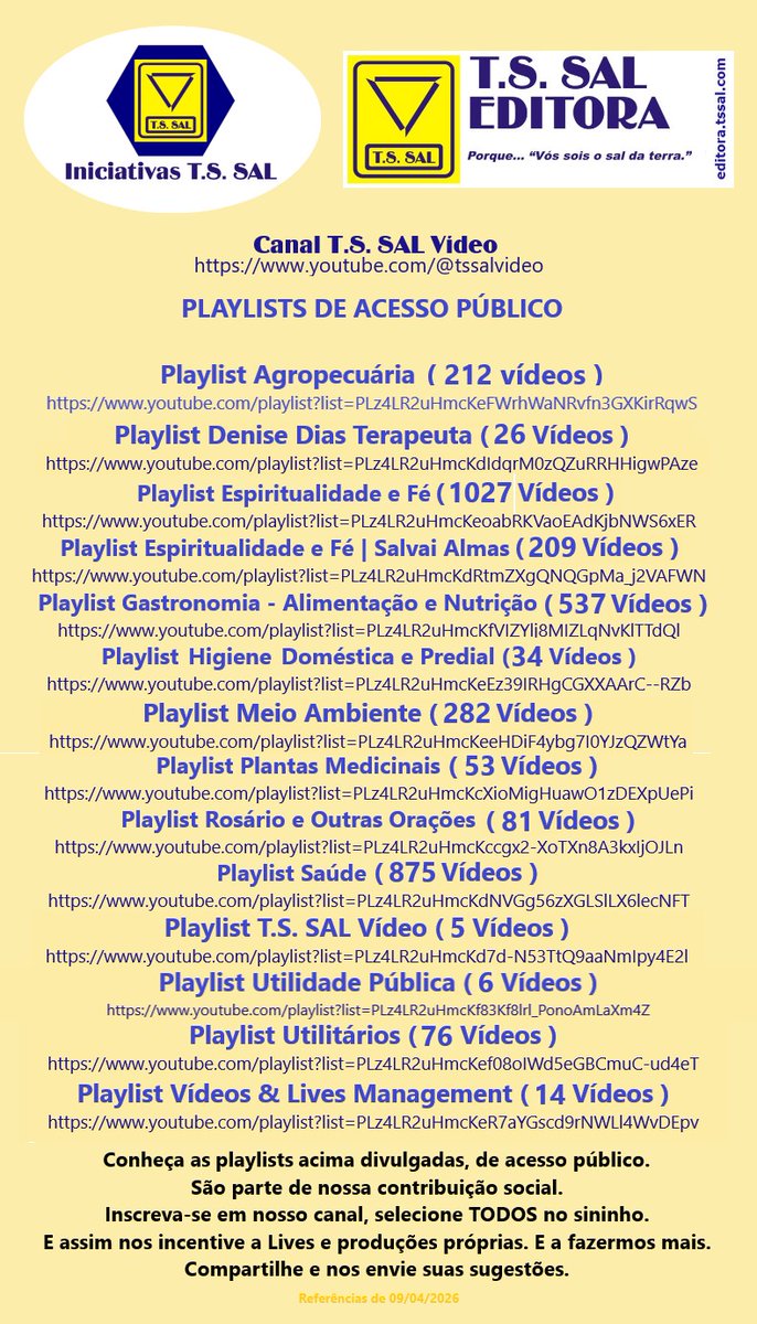 tssaleditora's tweet photo. Inscreva-se no Canal T.S. SAL Vídeo: https://t.co/o3jTsr1L8G
Com a inclusão da playlist Agropecuária nesta atualização, 12 meses após a última edição, e investindo somente trabalho, de Janeiro de 2025 até hoje, temos um crescimento de quase 1500% na quantidade de inscritos. https://t.co/3SSnsLb2cU