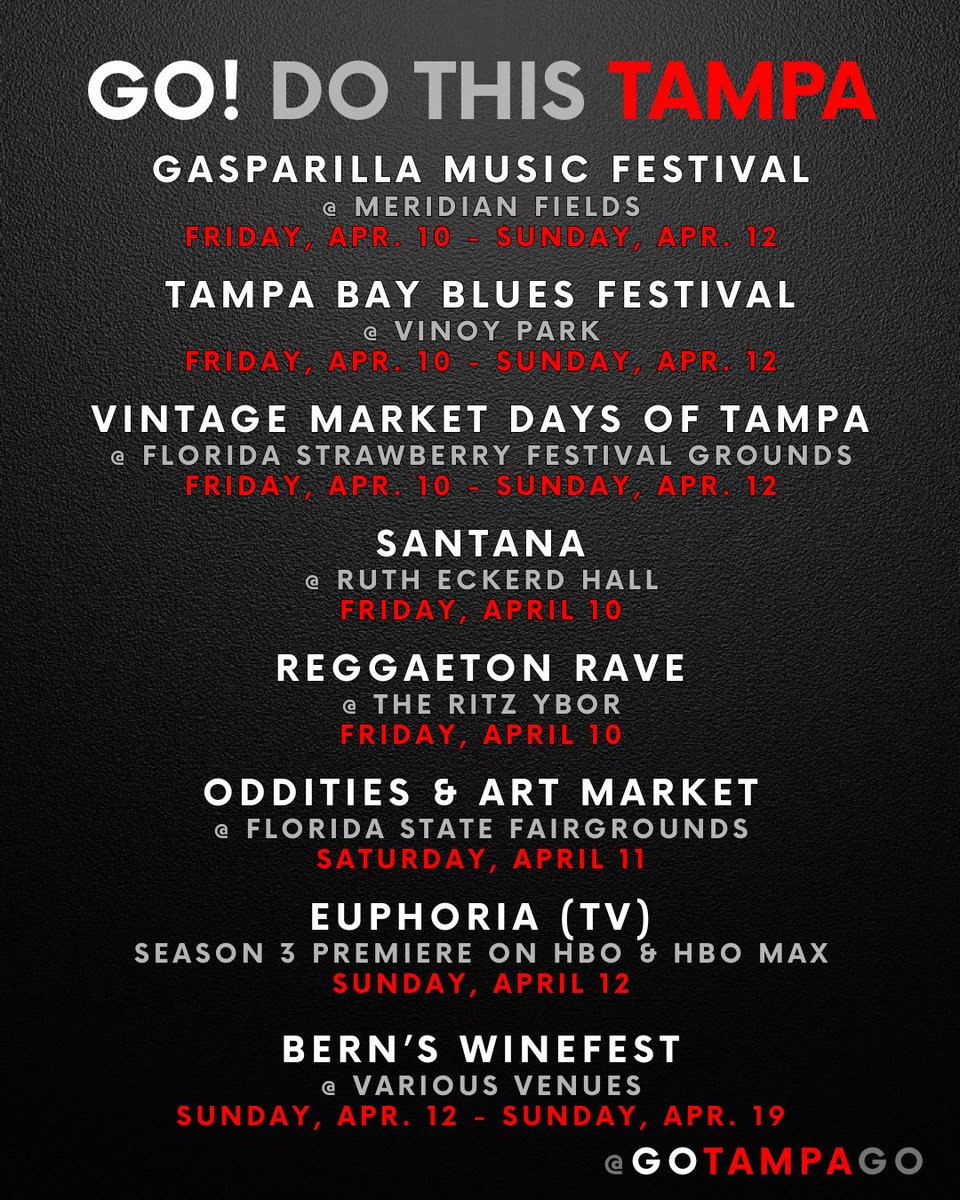 GoTampaGo's tweet photo. GO! DO THIS #TAMPA! 🎶 Hooray for Festival Season https://t.co/nvWzW9Mmlj