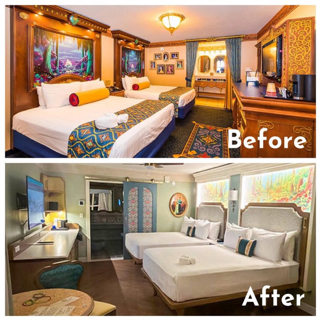 HisNameIsMax's tweet image. I felt that the old Royal Guest rooms at Port Orleans Riverside were a bit out of date and in need of updating when I stayed last year. I think the new rooms still keep the theme but make things look a lot cleaner &amp;amp; fresher. I will miss the headboard

#DisneyWorld #PortOrleans